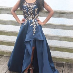 Blue and Gold Formal Gown/Prom Dress